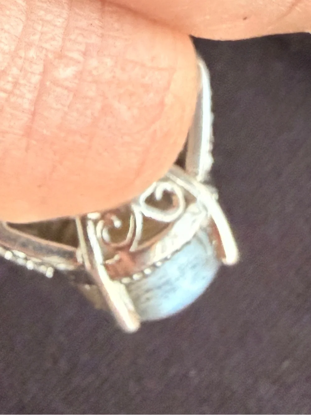 Sterling Silver Djoy Golden Sheen Moonstone Cats Eye Ring sz6